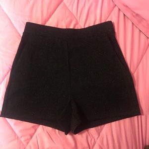 Express High Waisted Black Sparkly Shorts